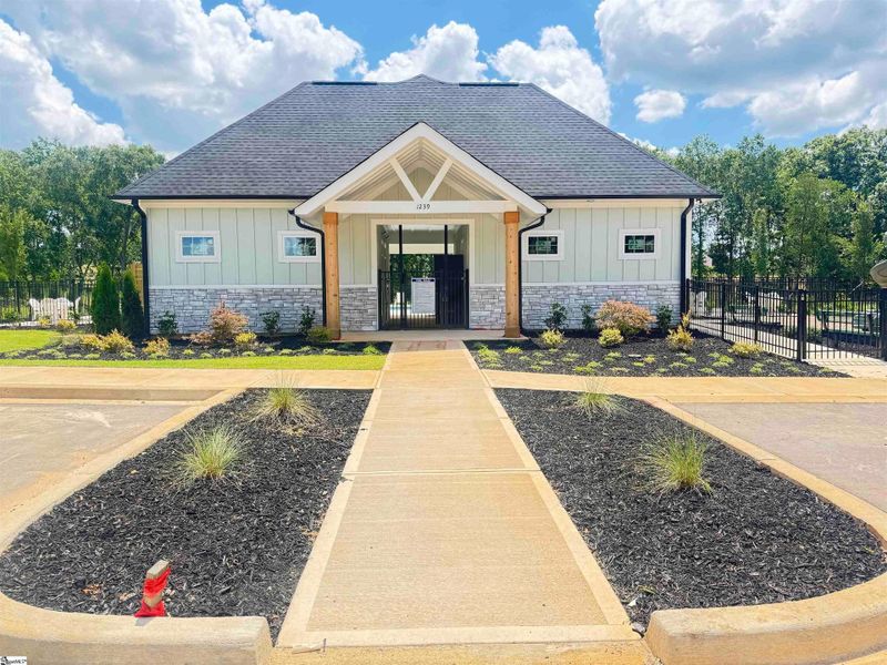 Front exterior of a new home in Halton Oaks, Spartanburg, SC, highlighting curb appeal (Image 2). Front exterior of a new home in Halton Oaks, Spartanburg, SC, highlighting curb appeal (Image 2).