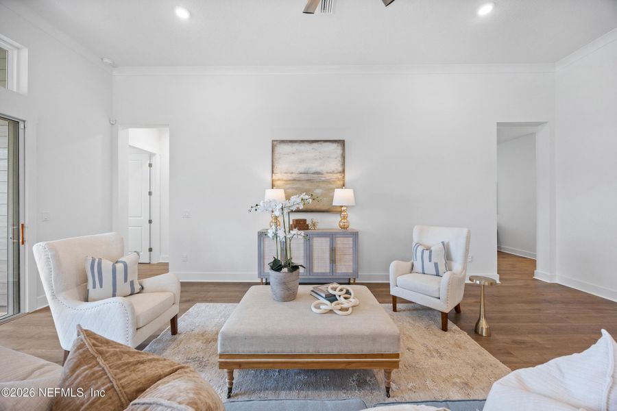 Furnished interior view inside a new home in Oak Grove at SilverLeaf 60’, St. Augustine (Image 8).