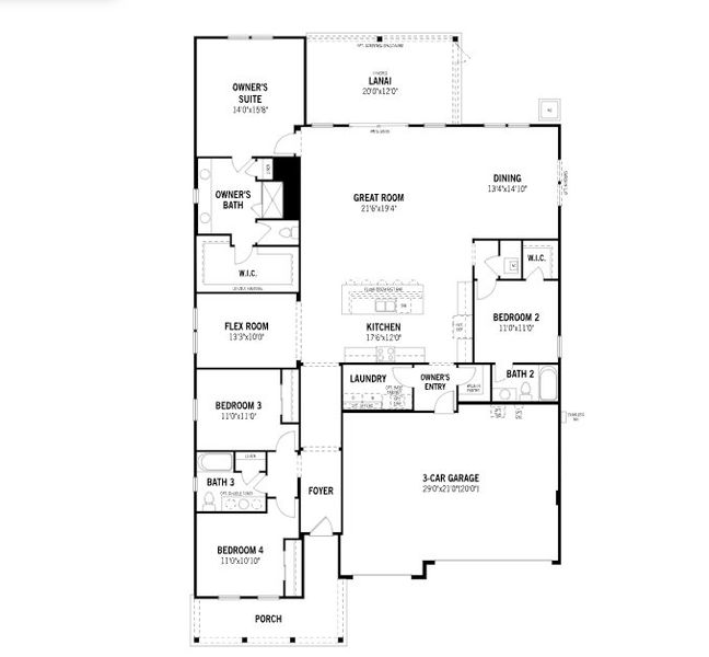 2D floor plan layout for the Hawkin by Mattamy Homes in RiverTown - Forest, St. Johns, FL (Image 4).