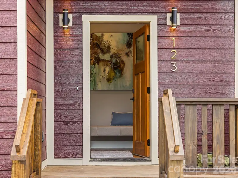 Exterior details and patio area of a home in , Asheville (Image 31).