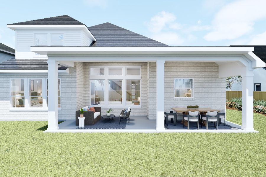 Representative exterior details of a home built from the The Daffodil by David Weekley Homes in Brookewater - Ascent Collection, Rosenberg (Image 4).