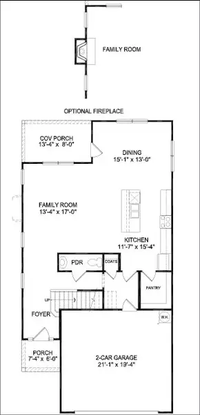 2D floor plan layout for the 2408 by Adams Homes in Rockfish Pointe, Wallace, NC (Image 3).