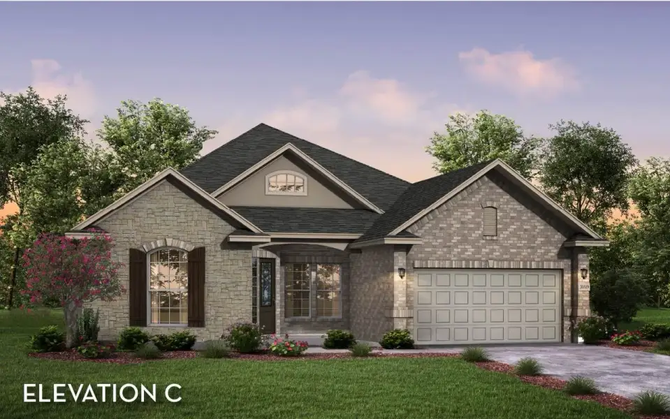 Representative exterior photo of a completed home built from the Santa Barbara by CastleRock Communities in Lakesong, Grand Prairie, TX (Image 15).