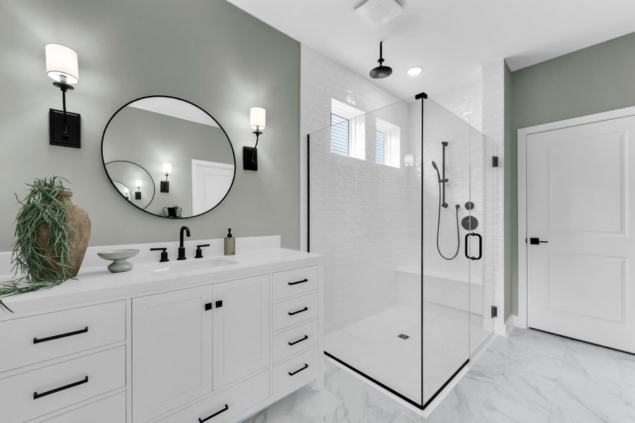 Primary bath with glass shower enclosure Primary bath with glass shower enclosure