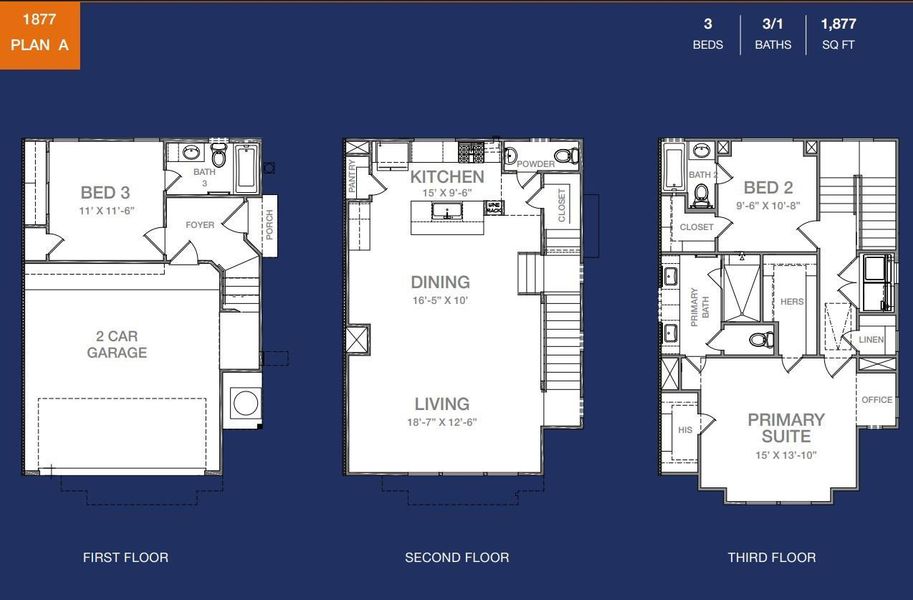 2D floor plan layout of this home in Villas at Mary, Houston, TX (Image 3). 2D floor plan layout of this home in Villas at Mary, Houston, TX (Image 3).