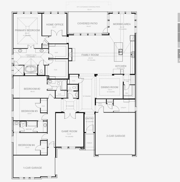 2D floor plan layout for the 3411W by Perry Homes in Sonoma Verde 70', Rockwall, TX (Image 3). 2D floor plan layout for the 3411W by Perry Homes in Sonoma Verde 70', Rockwall, TX (Image 3).