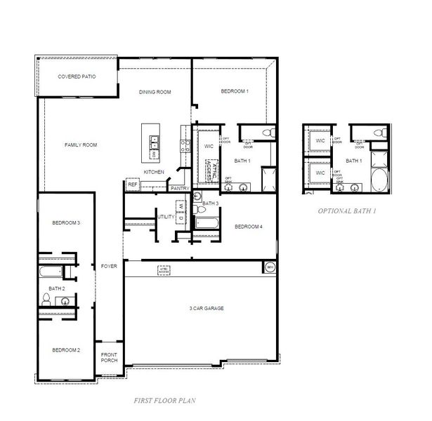2D floor plan layout for the Courtland by D.R. Horton in Westward Pointe, Sealy, TX (Image 4).