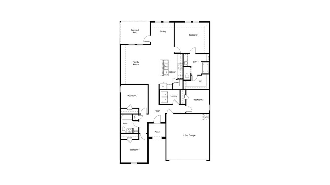 2D floor plan layout for the huntsville by D.R. Horton in Townes Landing, Fort Worth, TX (Image 4).