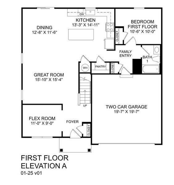 2D floor plan layout for the Hazel by Ryan Homes in Bozardt Farms, Charlotte, NC (Image 2).