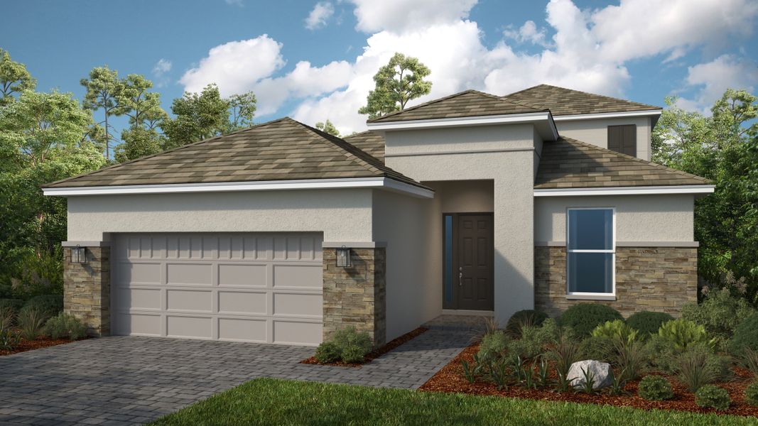 Representative exterior photo of a completed home built from the Florence by Taylor Morrison in Coasterra Community Group Page, Palmetto, FL (Image 4).