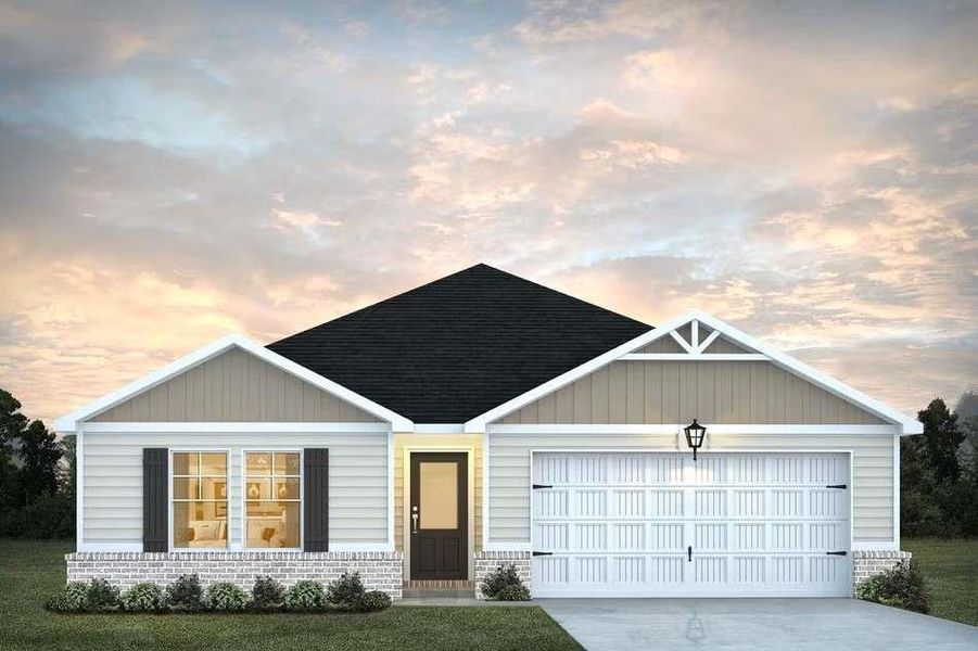 Front exterior of a new home in Jones Crossing, Hogansville, GA, highlighting curb appeal (Image 1). Front exterior of a new home in Jones Crossing, Hogansville, GA, highlighting curb appeal (Image 1).