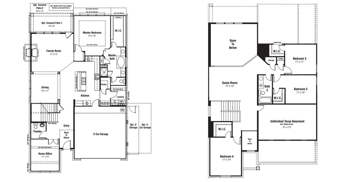 2D floor plan layout for the Parmer by Scott Felder Homes in Windsong, Boerne, TX (Image 5).