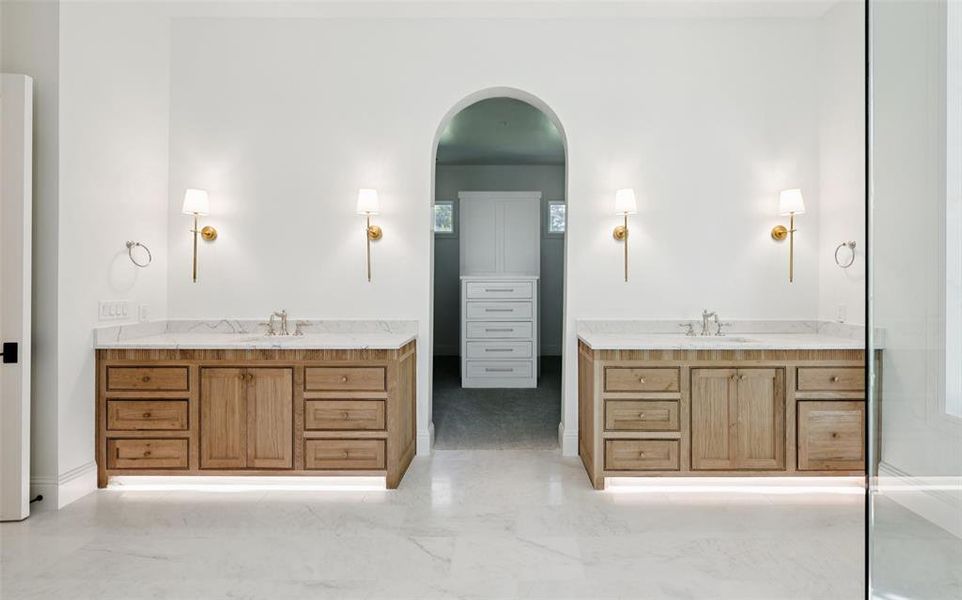 Dual Vanity with Custom Lighting