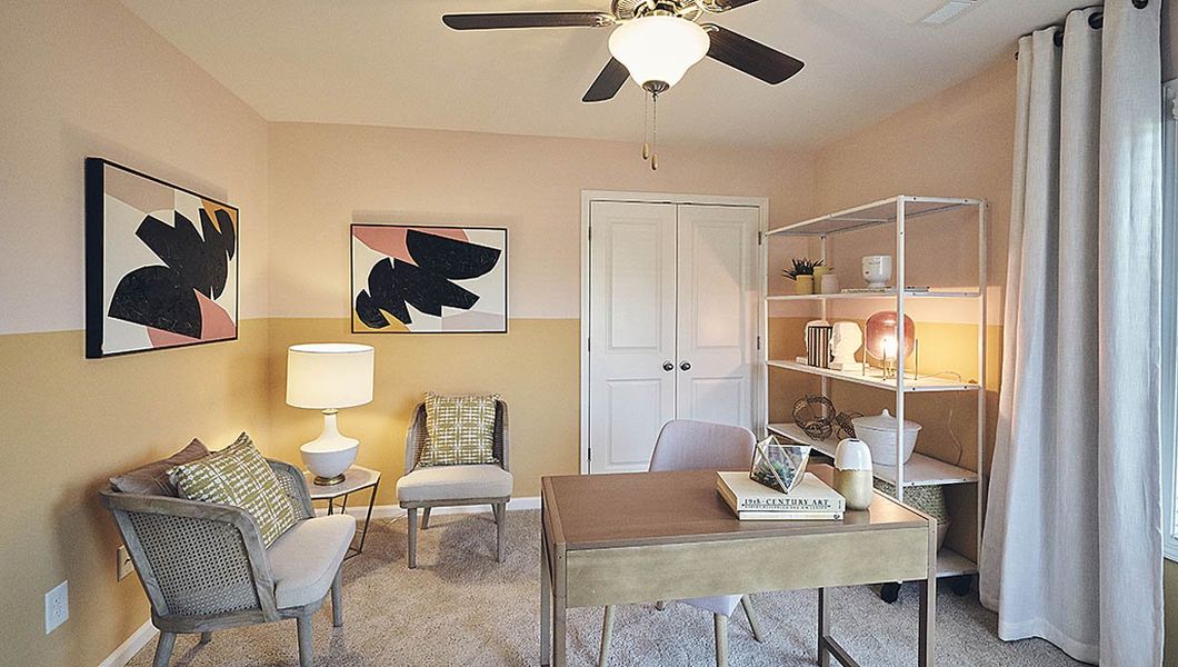 Furnished interior view inside a new home in The Meadows at Kinsley, Jamestown (Image 35). Furnished interior view inside a new home in The Meadows at Kinsley, Jamestown (Image 35).