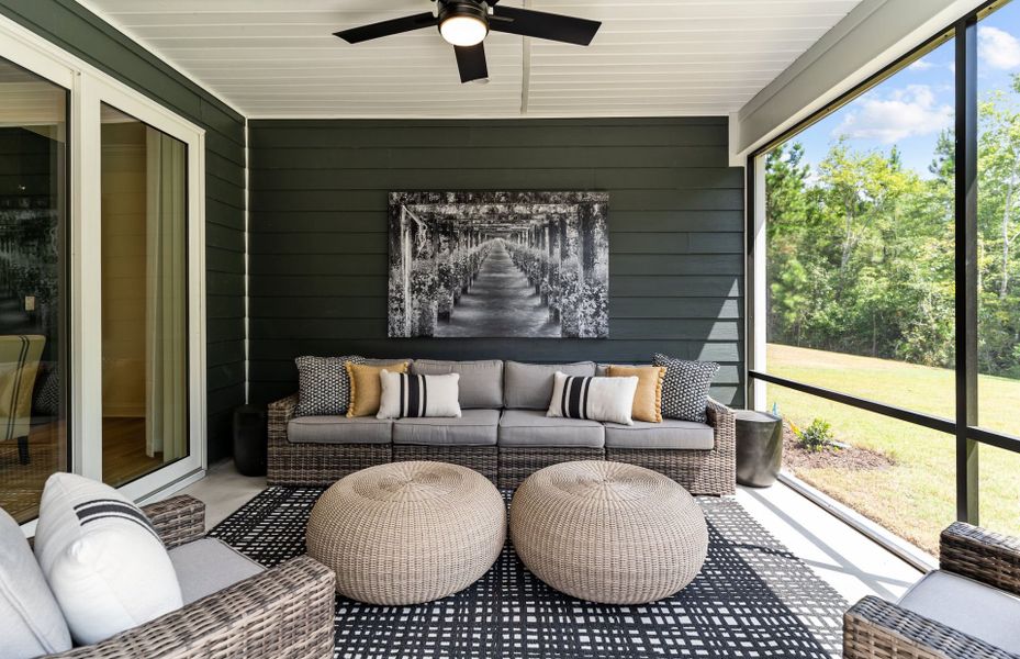 Exterior details and patio area of a home in Del Webb Wilmington at Mallory Creek, Leland (Image 20).