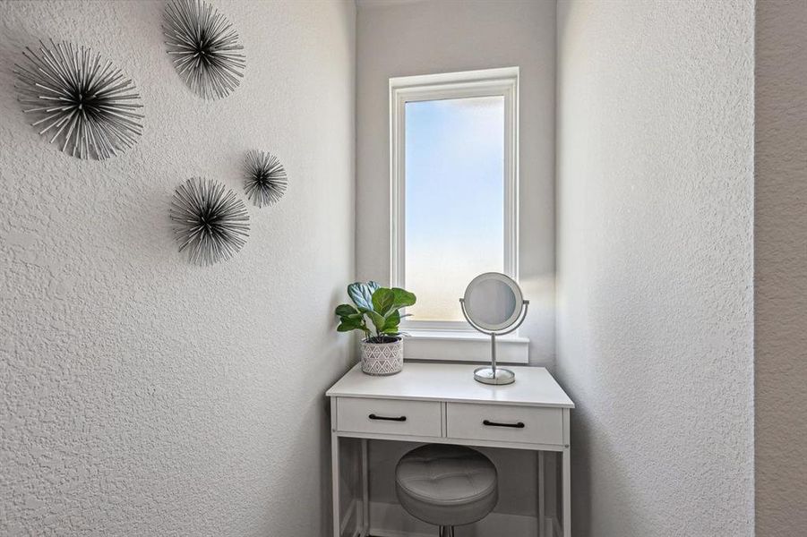 vanity space with privacy window