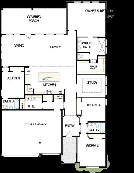 2D floor plan layout of this home in Terraces – Classics, Rockwall, TX (Image 2). 2D floor plan layout of this home in Terraces – Classics, Rockwall, TX (Image 2).