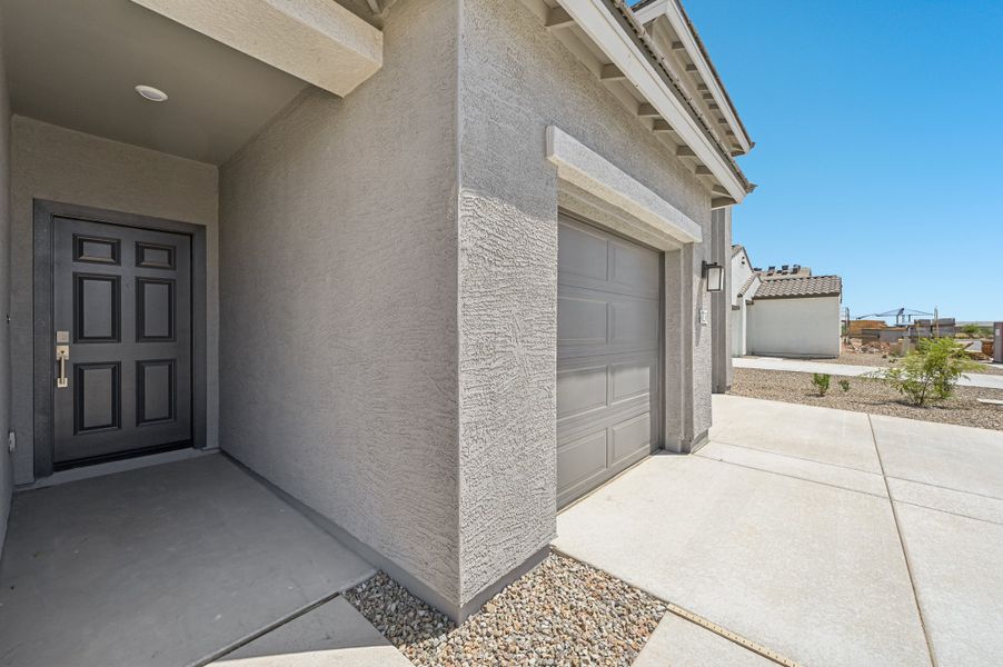 Exterior elevation. Finishes and options may vary by community