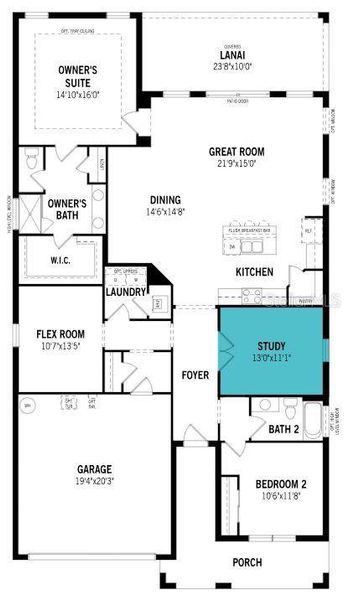 2D floor plan layout of this home in Sunstone at Wellen Park, Venice, FL (Image 4).