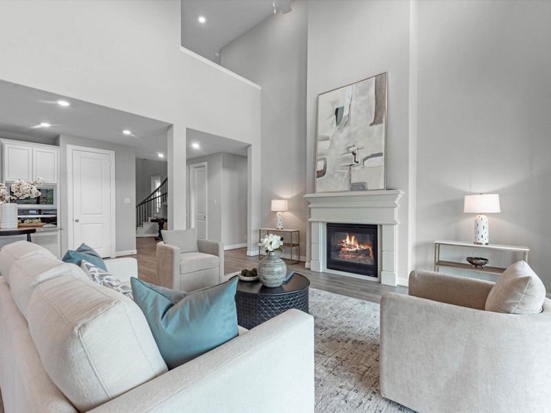 Two Story ceilings with gaslog fireplace Two Story ceilings with gaslog fireplace