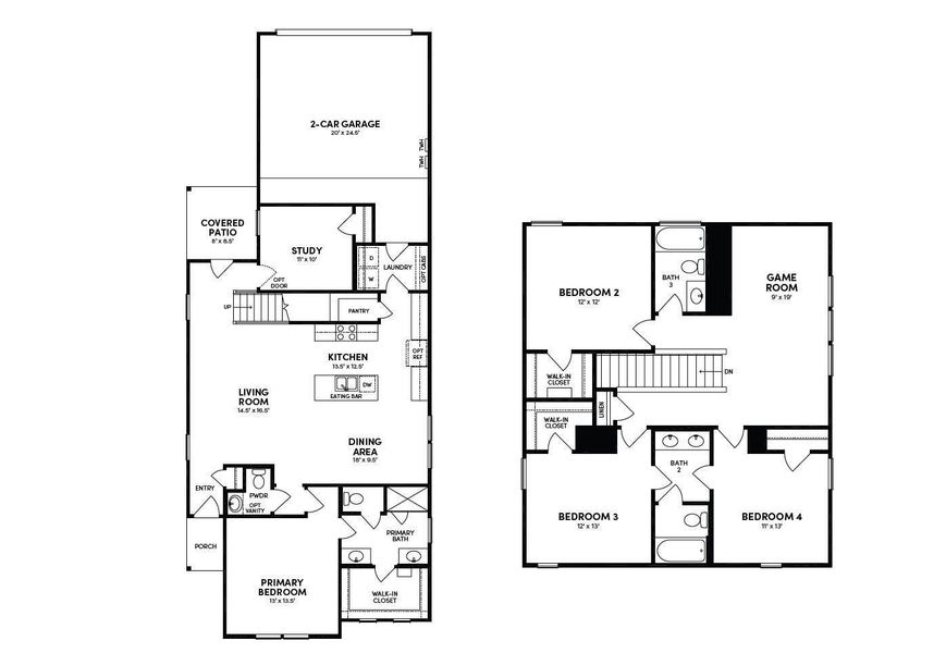 2D floor plan layout of this home in Elyson, Katy, TX (Image 4).