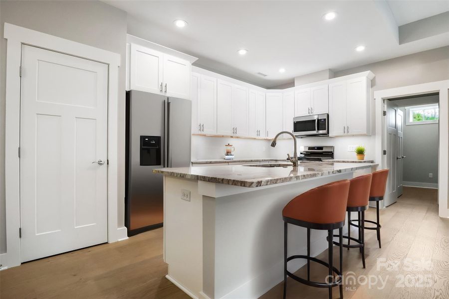 Virtually staged as there is no refrigerator in the home.