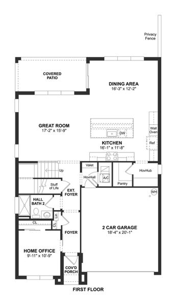 2D floor plan layout for the Positano III by K. Hovnanian® Homes in Parkside, Royal Palm Beach, FL (Image 3).