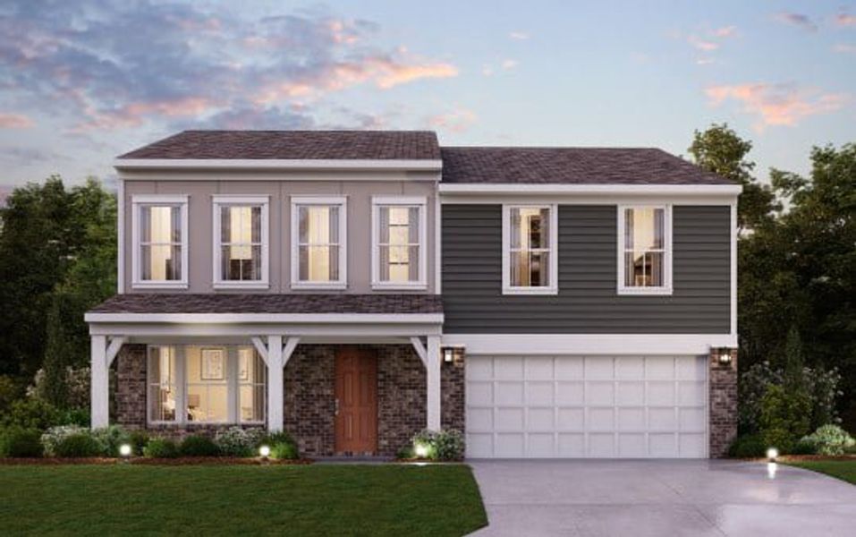 Representative exterior photo of a completed home built from the Jensen by Fischer Homes in Crossvine Estates, Hoschton, GA (Image 15).