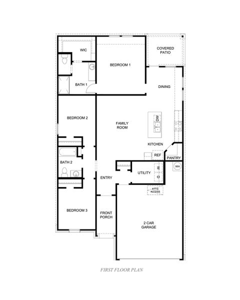 2D floor plan layout of this home in Saratoga Crossing, Corpus Christi, TX (Image 2).