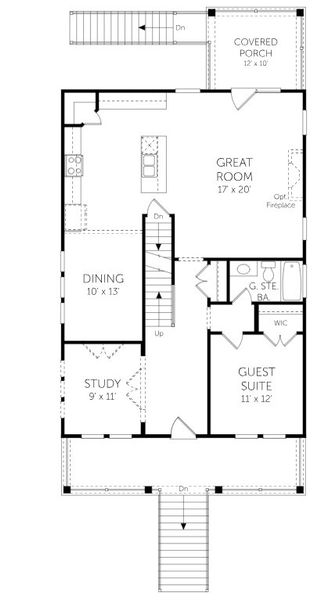2D floor plan layout for the Vendue - Single Family Homes by Dream Finders Homes in Kings River Preserve, Hollywood, SC (Image 5). 2D floor plan layout for the Vendue - Single Family Homes by Dream Finders Homes in Kings River Preserve, Hollywood, SC (Image 5).