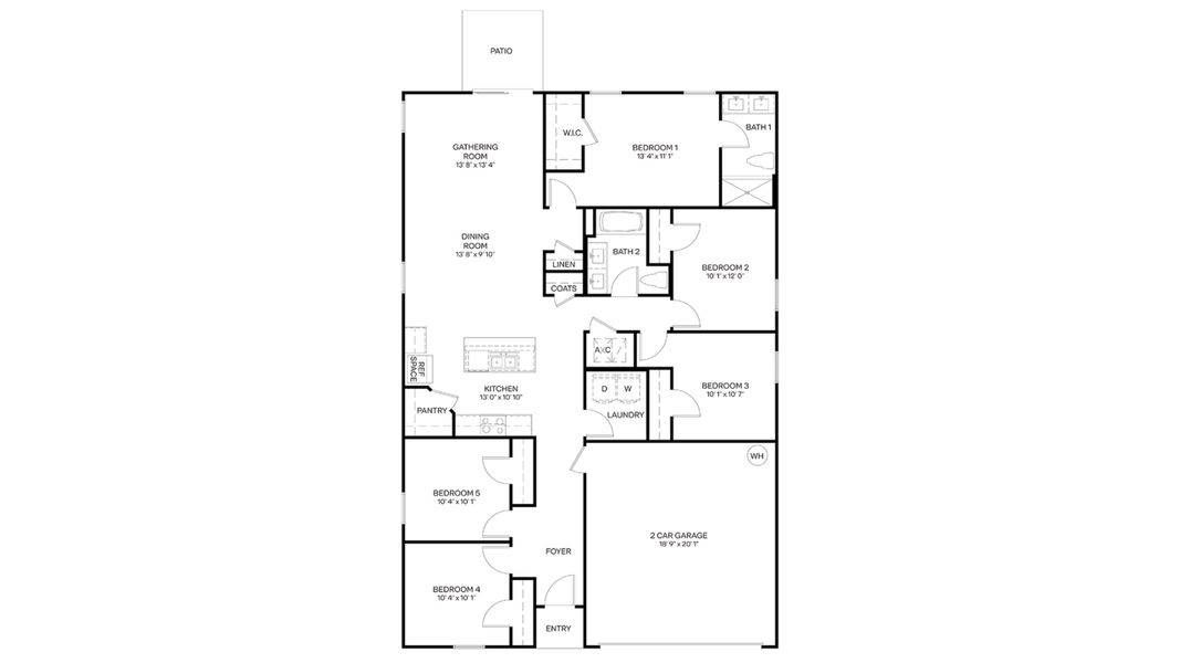 2D floor plan layout for the Dundee by D.R. Horton in The Arbors, Jacksonville, FL (Image 3).