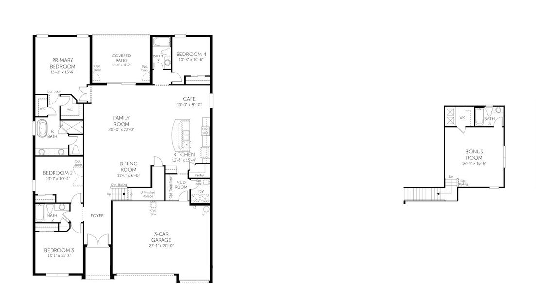 2D floor plan layout for the Avalon w/ Bonus - 60' Homesites by Dream Finders Homes in Hills of Minneola, Minneola, FL (Image 3). 2D floor plan layout for the Avalon w/ Bonus - 60' Homesites by Dream Finders Homes in Hills of Minneola, Minneola, FL (Image 3).