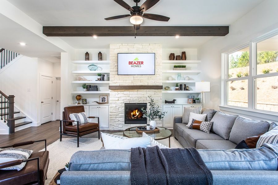 Representative furnished interior of a home built from the Shelby by Beazer Homes in Acacia, Cumming (Image 16). Representative furnished interior of a home built from the Shelby by Beazer Homes in Acacia, Cumming (Image 16).