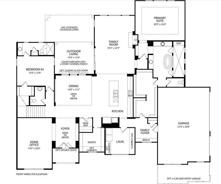 2D floor plan layout of this home in Caliterra - 110', Dripping Springs, TX (Image 2).