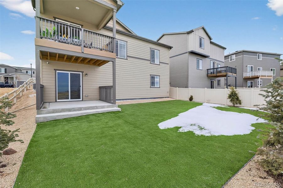 Exterior details and patio area of a home in Anthology North, Parker (Image 27).