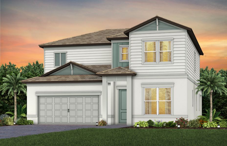 Representative exterior photo of a completed home built from the Umbria by Pulte Homes in Two Rivers, Zephyrhills, FL (Image 4).