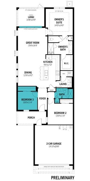 2D floor plan layout of this home in Brightmore at Wellen Park, Venice, FL (Image 3).