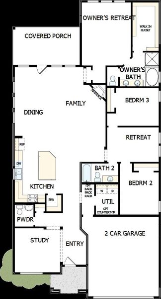 2D floor plan layout of this home in The Preserve at Five Oaks, Lebanon, TN (Image 3).