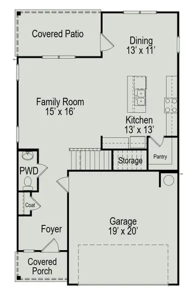 2D floor plan layout of this home in Audubon 40's, Magnolia, TX (Image 2).