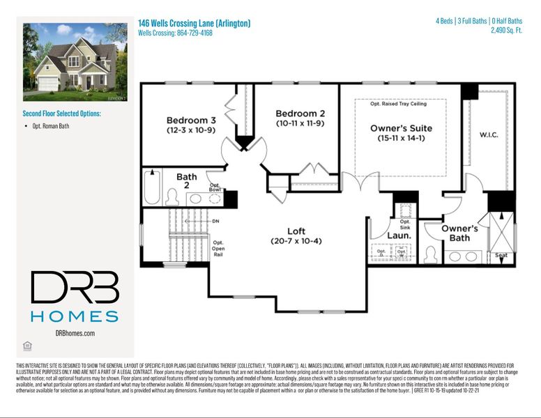 2D floor plan layout of this home in Wells Crossing, Seneca, SC (Image 4).
