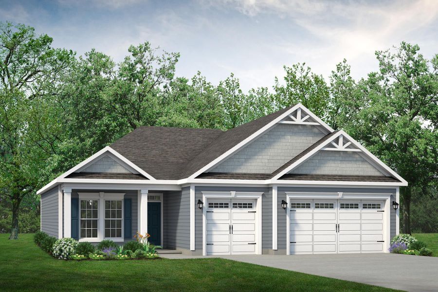 Front exterior of a new home in Traditions at Carolina Forest, Myrtle Beach, SC, highlighting curb appeal (Image 2). Front exterior of a new home in Traditions at Carolina Forest, Myrtle Beach, SC, highlighting curb appeal (Image 2).
