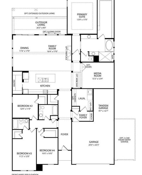 2D floor plan layout of this home in The Highlands - 65', Porter, TX (Image 4).