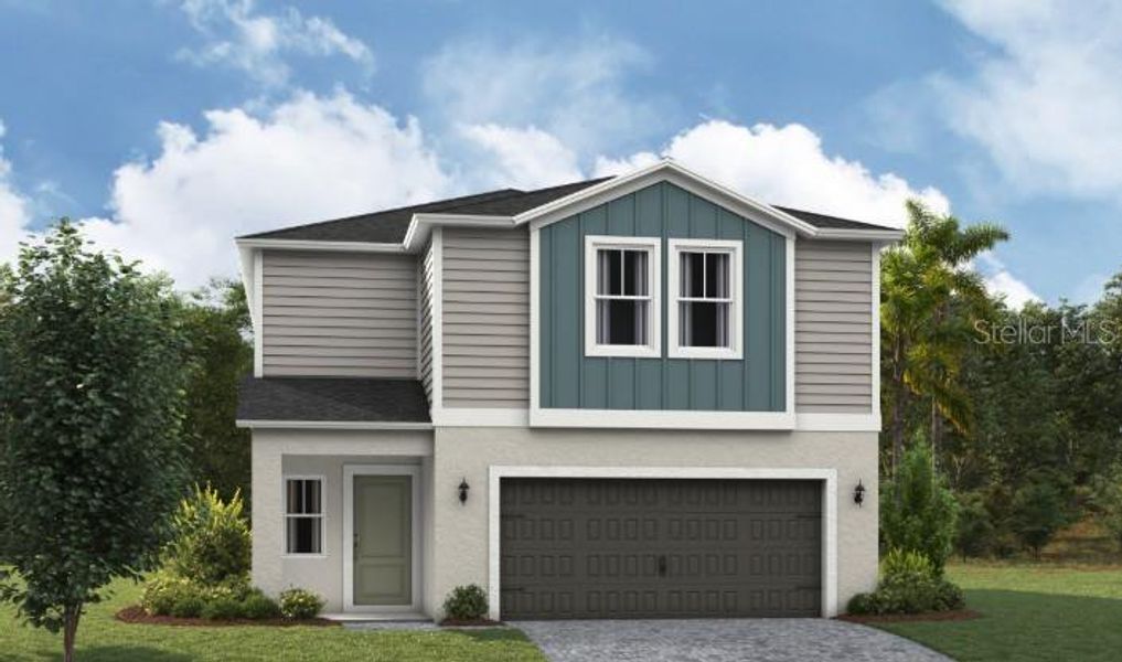 Front exterior of a new home in Two Rivers, Zephyrhills, FL, highlighting curb appeal (Image 2).
