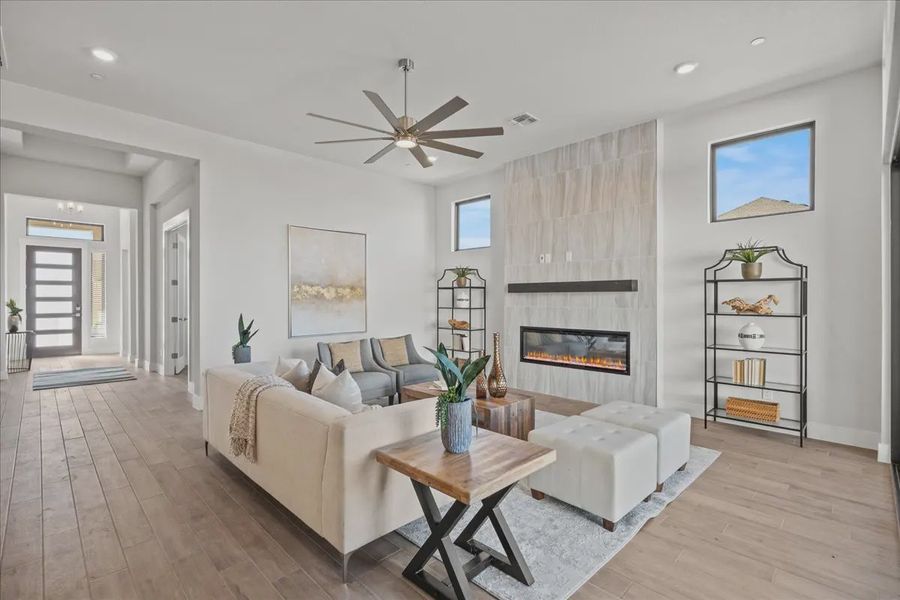 Representative furnished interior of a home built from the Bradley by Chesmar Homes in Sweetwater, Austin (Image 10).