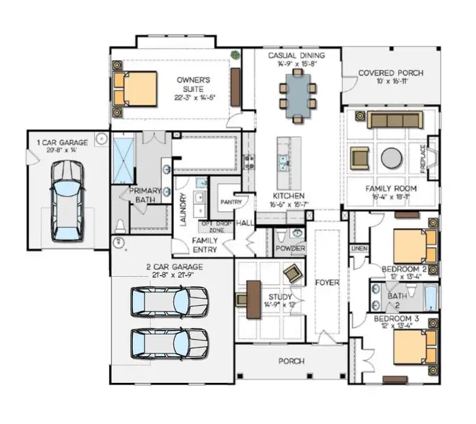 2D floor plan layout of this home in Shepherds Trace, Clover, SC (Image 2). 2D floor plan layout of this home in Shepherds Trace, Clover, SC (Image 2).