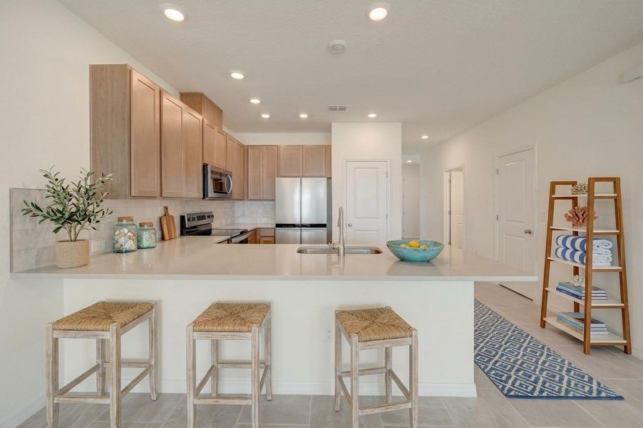 Furnished interior view inside a new home in Waterset Townhomes, Apollo Beach (Image 6). Furnished interior view inside a new home in Waterset Townhomes, Apollo Beach (Image 6).