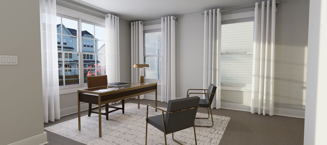 Representative furnished interior of a home built from the Atlas End Unit by Baker Residential in Atwater Station - Midtown Collection, Fuquay Varina (Image 27).