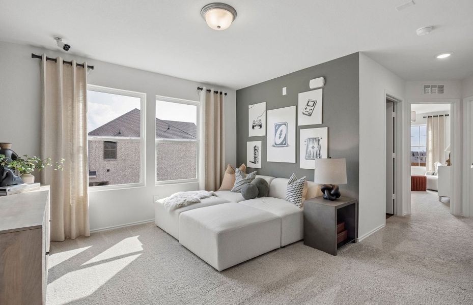 Representative furnished interior of a home built from the Camelia by Pulte Homes in Saddleback at Santa Rita Ranch, Liberty Hill (Image 15).
