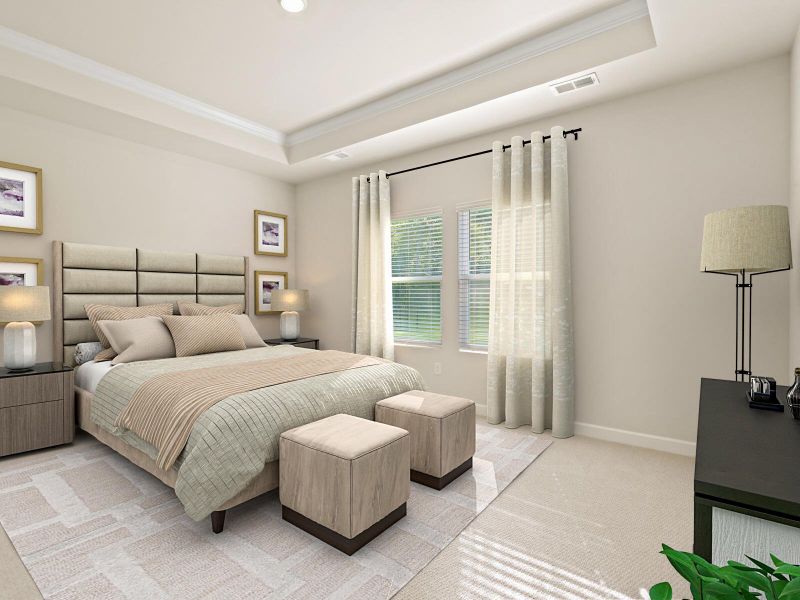 Furnished interior view inside a new home in The Coves at Lakes of Cane Bay II, Summerville (Image 6). Furnished interior view inside a new home in The Coves at Lakes of Cane Bay II, Summerville (Image 6).