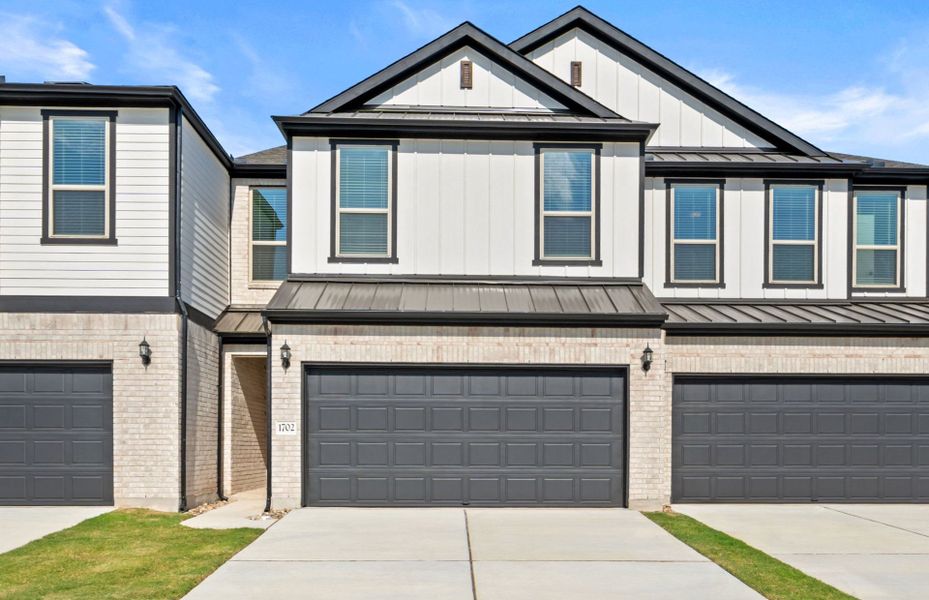 Front exterior of a new home in Whitestone Preserve, Cedar Park, TX, highlighting curb appeal (Image 19).